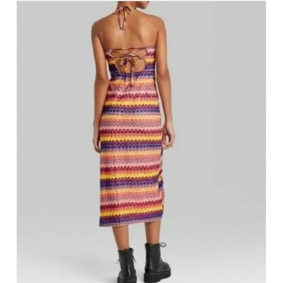 Women's Multicolored Crochet Slip Dress - Wild Fable Size Large - Picture 2 of 3